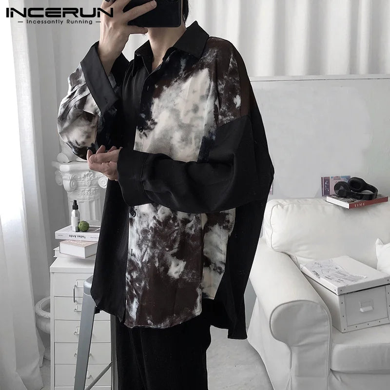 Men's Shirt Patchwork Long Sleeve