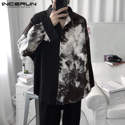 Men's Shirt Patchwork Long Sleeve