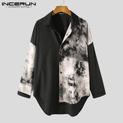 Men's Shirt Patchwork Long Sleeve