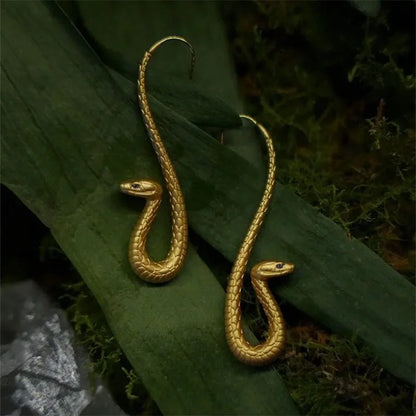 Punk Golden Snake Earrings