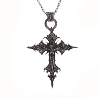 Vintage Gothic Cross Skull Pendant Necklace