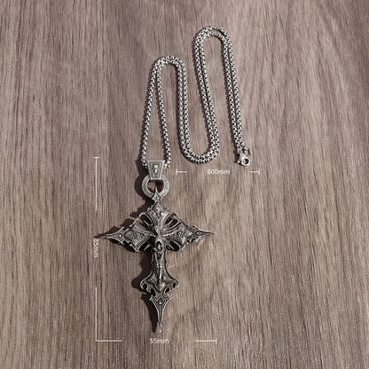 Vintage Gothic Cross Skull Pendant Necklace