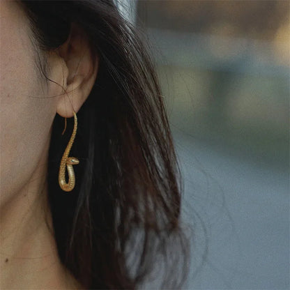 Punk Golden Snake Earrings