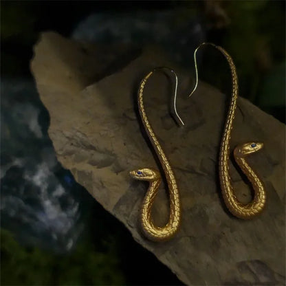 Punk Golden Snake Earrings