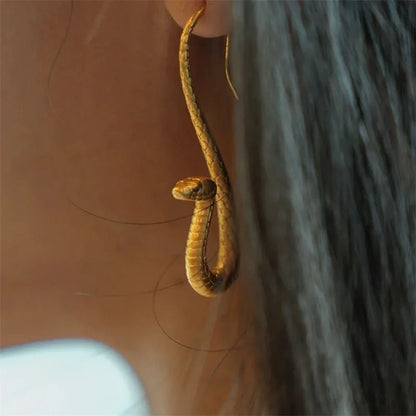 Punk Golden Snake Earrings